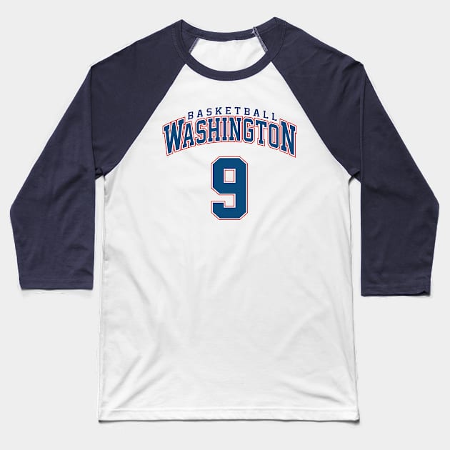 Washington Basketball - Player Number 9 Baseball T-Shirt by Cemploex_Art